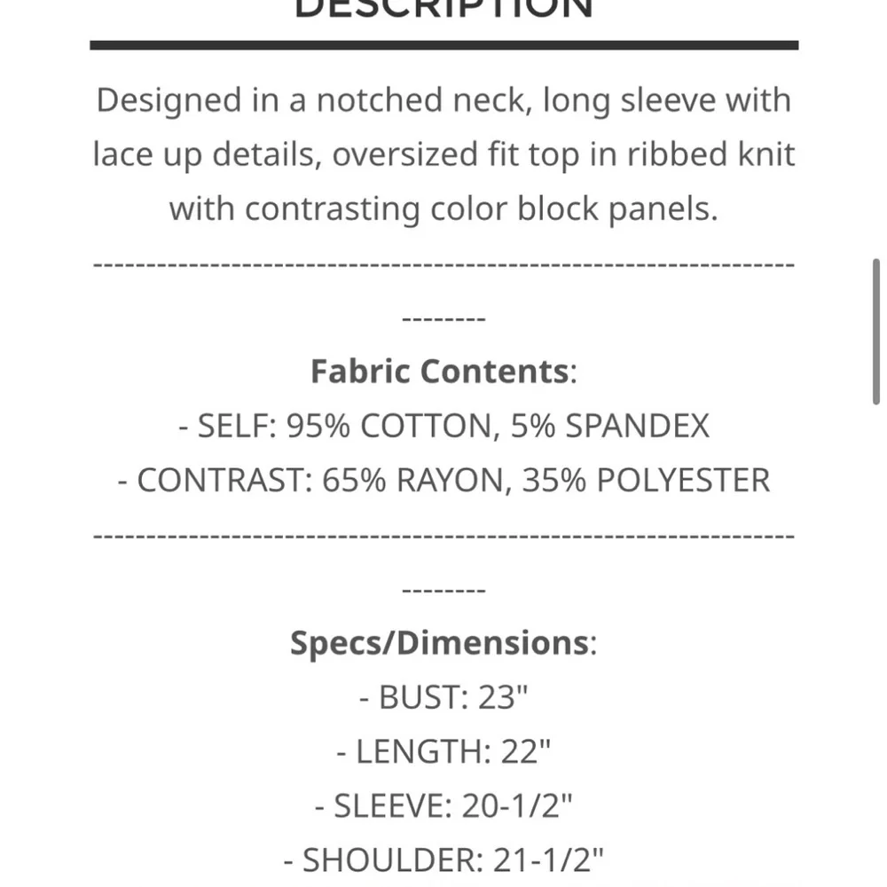 BP25💙🤍POL patchwork cream+blue v-neck in soft fabric w/on trend textural vibe - Picture 7 of 7